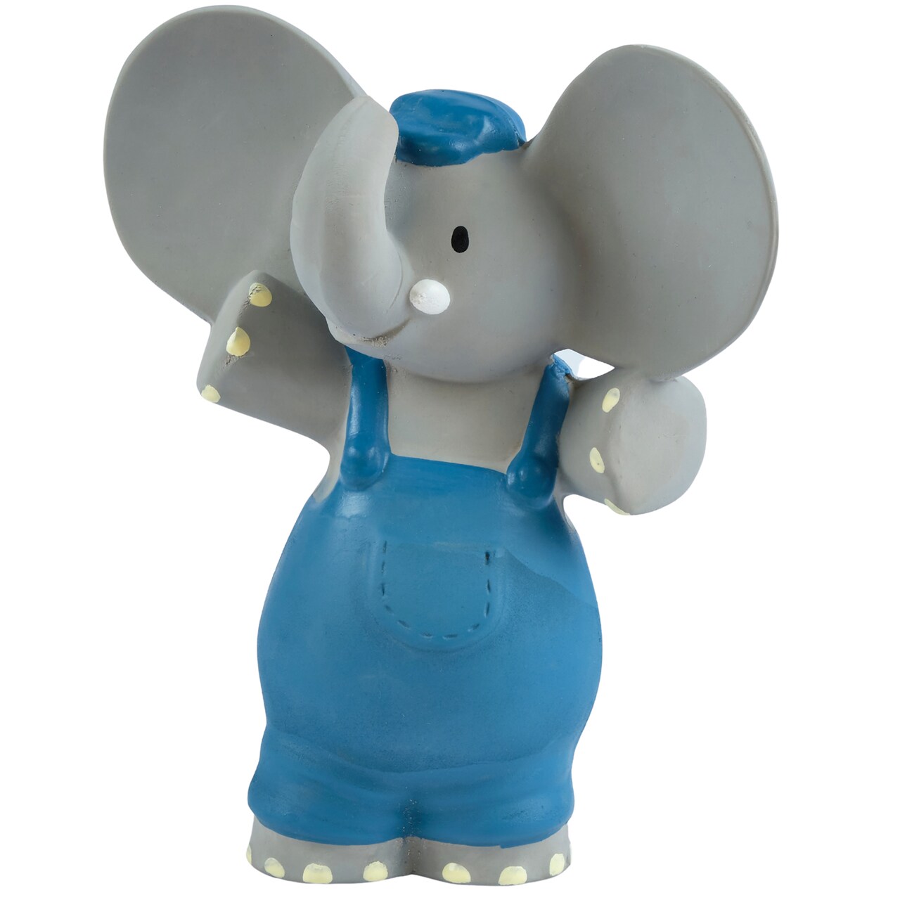 Tikiri Toys Alvin the Elephant Rattle, All Organic Natural Rubber Squeaker Toy, Ages 6 Months & Up